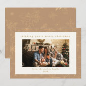 Beige & Gold Custom Foto Kerstvakantie Kaart (Voorkant / Achterkant)