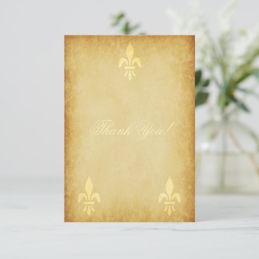 Beige gold de luxe Franse stijl fleur de lis Bedankkaart (Staand voorkant)