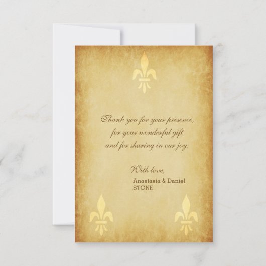 Beige gold de luxe Franse stijl fleur de lis Bedankkaart (Achterkant)