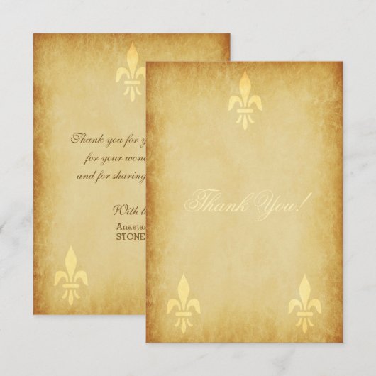 Beige gold de luxe Franse stijl fleur de lis Bedankkaart (Voorkant / Achterkant)
