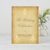 Beige gold de luxe Franse stijl fleur de lis Kaart (Staand voorkant)