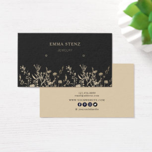 Beige Gold Earthy Floral Earring Hoops display Visitekaartje