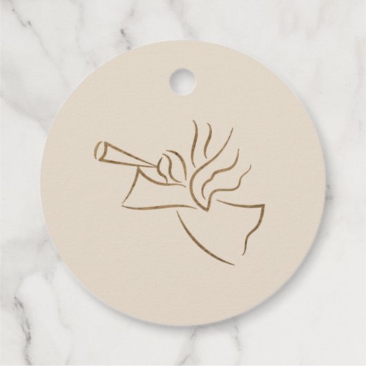 Beige Gold Elegant Angel Bedankjes Labels (Achterkant)