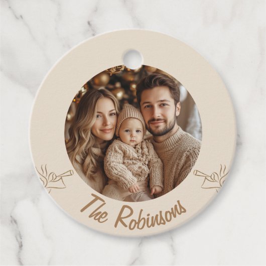 Beige Gold Elegant Angel Bedankjes Labels (Voorkant)