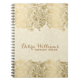 Beige & Gold Floral Paisley Lace Notitieboek