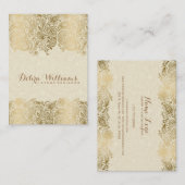 Beige & Gold Floral Paisley Lace Visitekaartje (Voorkant / Achterkant)