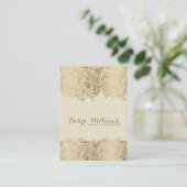 Beige & Gold Floral Paisley Lace Visitekaartje (Staand voorkant)