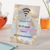 Beige gold gast klant wifi netwerk wachtwoord reclamebord met voetstuk (Insitu)