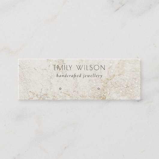 Beige Gold Glitter Marble Stud Earning Display Mini Visitekaartje (Voorkant)