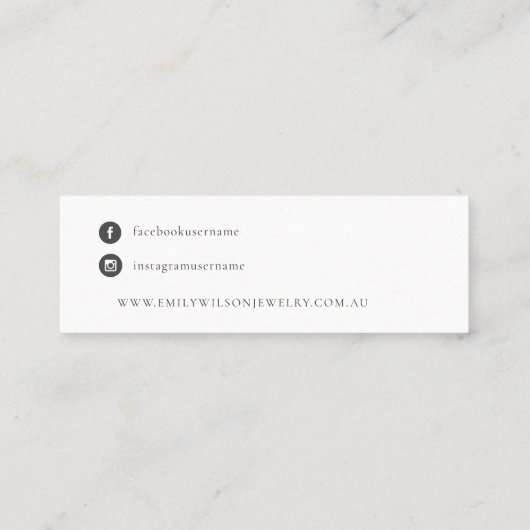 Beige Gold Glitter Marble Stud Earning Display Mini Visitekaartje (Achterkant)