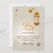 Beige Gold Lantern & Mosque Ramadan Iftar Kaart (Achterkant)