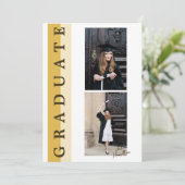 Beige Gold Lineair Afstuderen Aankondiging Kaart (Staand voorkant)