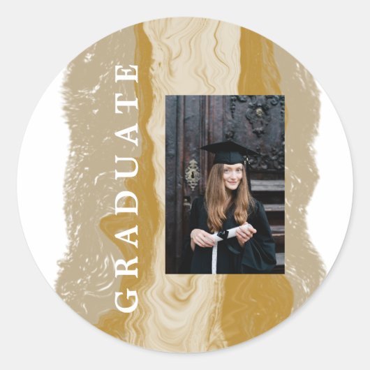 Beige Gold Marble Afstuderen Ronde Sticker (Voorkant)