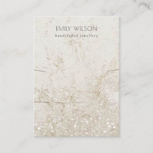 Beige Gold Marble Glitter Ketting Band display Visitekaartje (Voorkant)