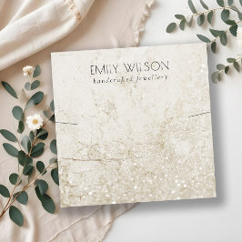 Beige Gold Marble Glitter Ketting Band Sjabloon Vierkante Visitekaartje