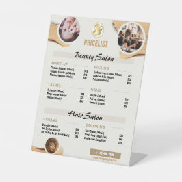 Beige Gold Minimal Beauty Prijslijst - Bewerkbare Reclamebord Met Voetstuk