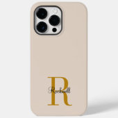Beige Gold Monogram Name Initiaal Case-Mate iPhone Case (Achterkant)