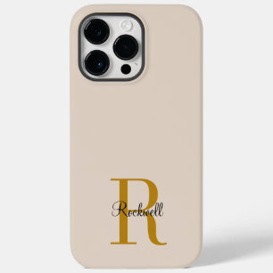 Beige Gold Monogram Name Initiaal Case-Mate iPhone 14 Pro Max Hoesje