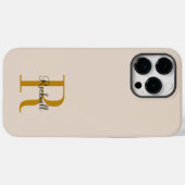 Beige Gold Monogram Name Initiaal Case-Mate iPhone Case (Achterkant (horizontaal))