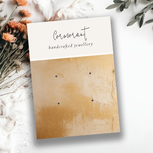 Beige Gold Oil Paint Texture 2 Oorbel Houder Visitekaartje