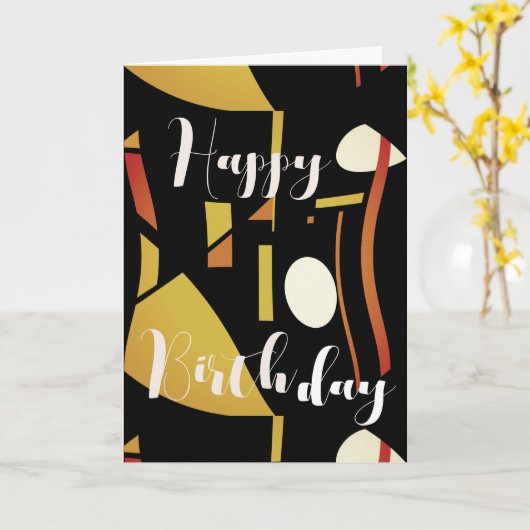 Beige Gold Rust op zwarte Abstracte feestdag Kaart (Gele Bloem)