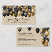 Beige & Gold Sprinkle Party Balloon Design Visitekaartje (Voorkant / Achterkant)