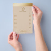 Beige Gold Stripe Monogramme Cirkel Flyer (Hand)