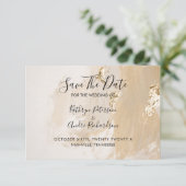 Beige Gold Waterverf Bewaar de datum van uitnodigi Kaart (Staand voorkant)
