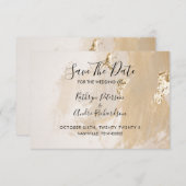 Beige Gold Waterverf Bewaar de datum van uitnodigi Kaart (Voorkant / Achterkant)