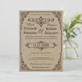 Beige Gothic Victoriaans Damask bewaart de data Save The Date (Staand voorkant)
