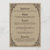 Beige Gothic Victoriaans Damask Wedding Menu Cards (Achterkant)