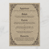 Beige Gothic Victoriaans Damask Wedding Menu Cards (Voorkant)
