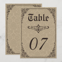 Beige Gothic Victoriaans Damask Wedding Table Numb