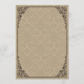 Beige Gotische Victoriaanse Damast Bruiloftsmenu Menu (Achterkant)