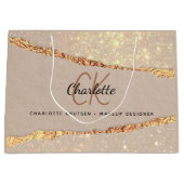 Beige goud agaat marmeren monogram bedrijf groot cadeauzakje (Voorkant)