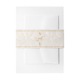 Beige & Goud Calligrafie Bruiloft Uitnodigingen Wikkel