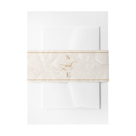 Beige & Goud Calligrafie Bruiloft Uitnodigingen Wikkel (Voorkant Voorbeeld)