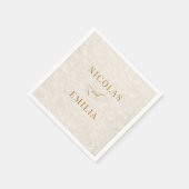 Beige Goud Eenvoudig Bloempatroon Trouwen Servet (Hoek)