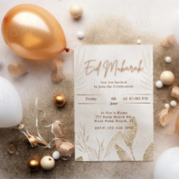 Beige & Goud Eid Mubarak  Elegant Islamitisch Fees Feestdagenkaart