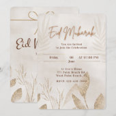 Beige & Goud Eid Mubarak  Elegant Islamitisch Fees Feestdagenkaart (Voorkant / Achterkant)