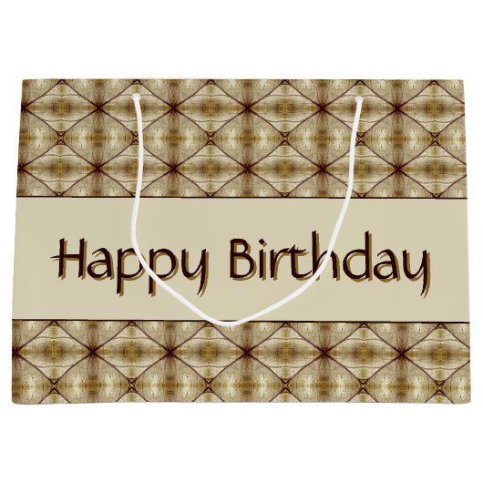 Beige goud en donkerbruin patroon groot cadeauzakje (Voorkant)