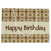 Beige goud en donkerbruin patroon groot cadeauzakje (Achterkant)