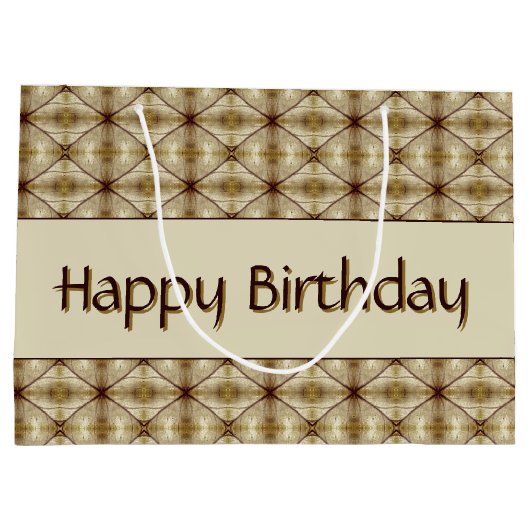 Beige goud en donkerbruin patroon groot cadeauzakje (Achterkant)