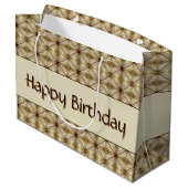 Beige goud en donkerbruin patroon groot cadeauzakje (Achterkant Gekanteld)