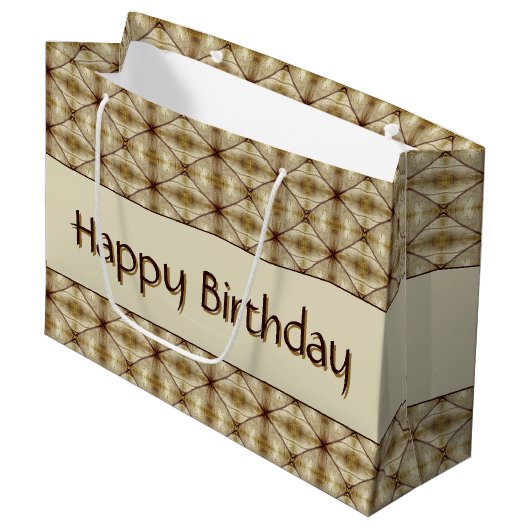 Beige goud en donkerbruin patroon groot cadeauzakje (Voorkant Gekanteld)