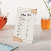 Beige Goud Minimale Esthetiek Salon Prijs Lijst Reclamebord Met Voetstuk (Insitu)