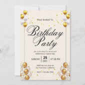 Beige Goud Modern Verjaardagsfeest Kaart (Voorkant)