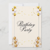 Beige Goud Modern Verjaardagsfeest Kaart (Achterkant)