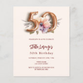 Beige goud perzik bloem budget 50ste verjaardag (Voorkant)