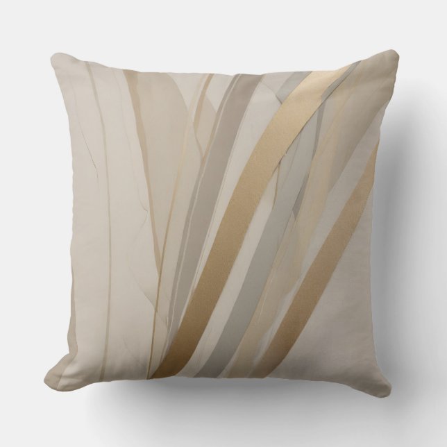 Beige Goud Taan Grijs Abstract Kussen (Voorkant)
